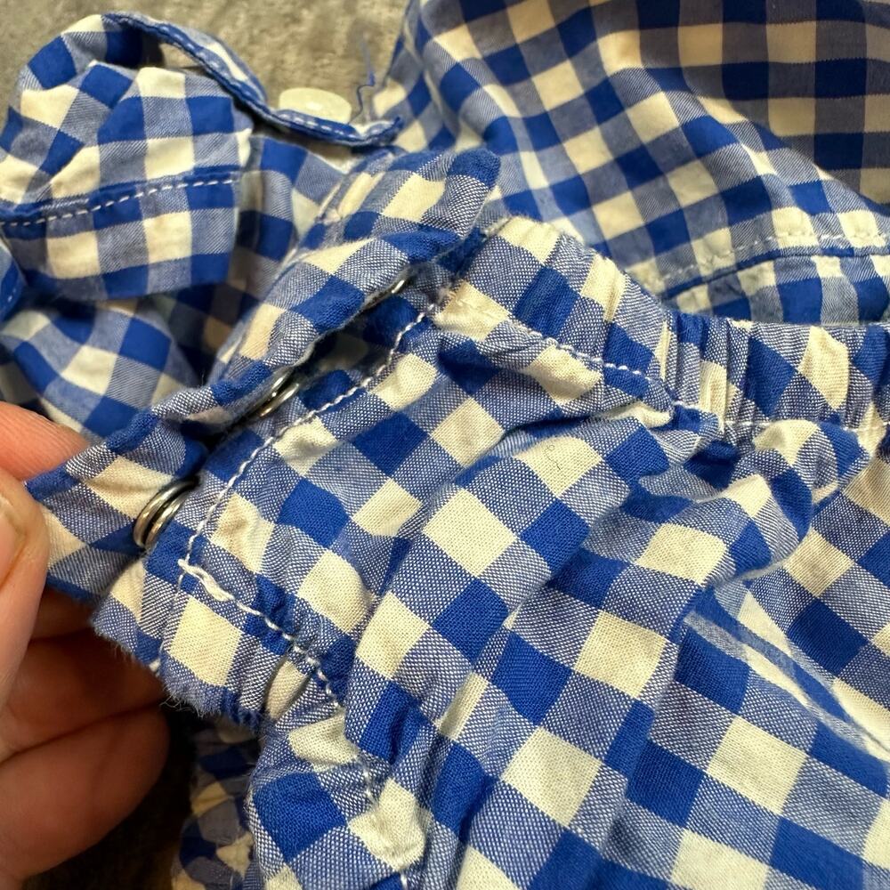 Baby Gap Shrt Blue White Gingham Check Button Down Collared Shirt Boy 3-6 Months - Picture 5 of 8